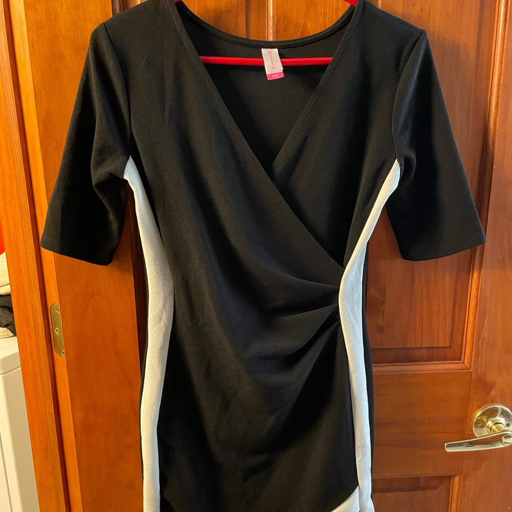 Black and White V-Neck Dress